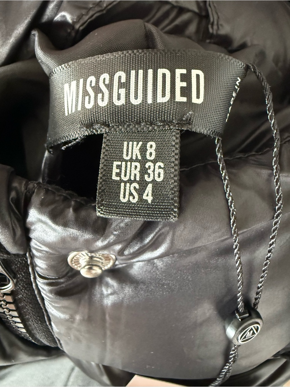 Missguided Long Black Hooded Puffer Coat - Picture 10 of 10